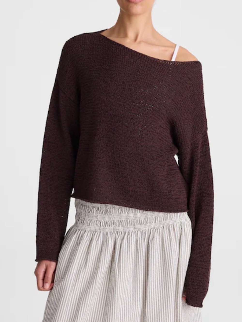Madewell Women’s Brown Boatneck Summer Pullover Sweater.XXS.Boxy oversized. NWT
